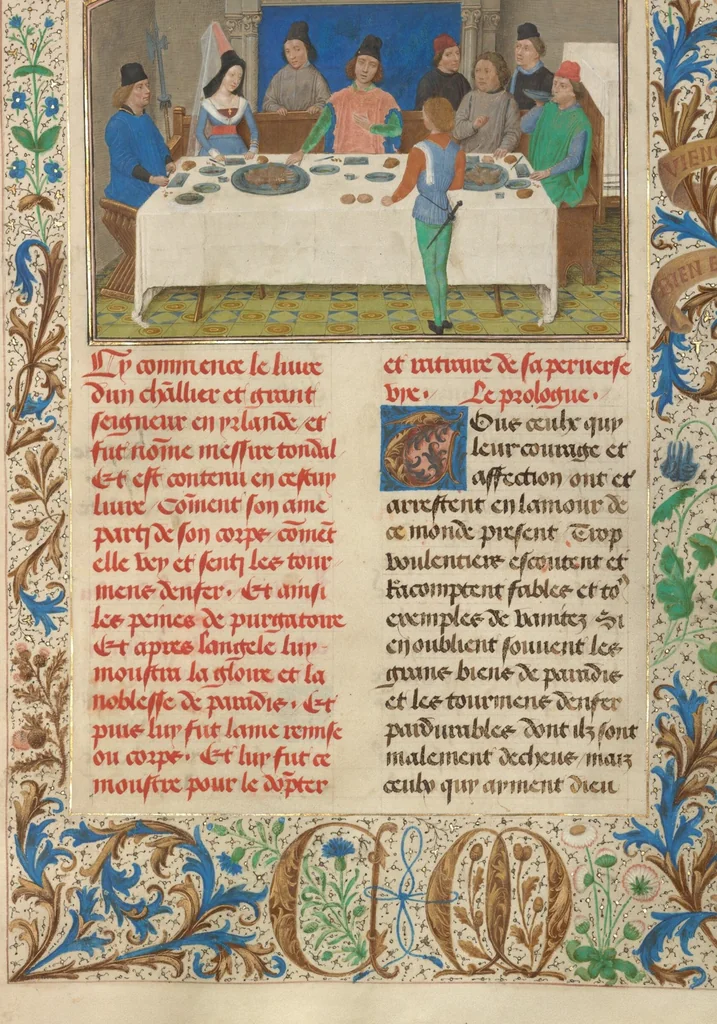 An illustration from Les Visions du chevalier Tondal, 1475, leaf 92