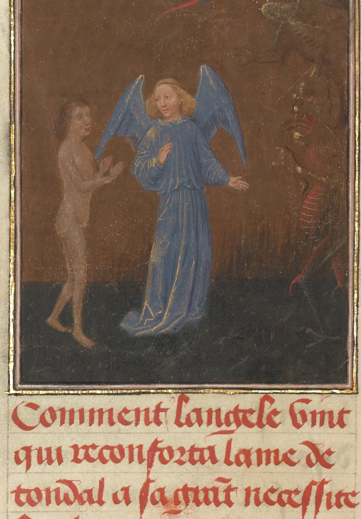 An illustration from Les Visions du chevalier Tondal, 1475, leaf 93