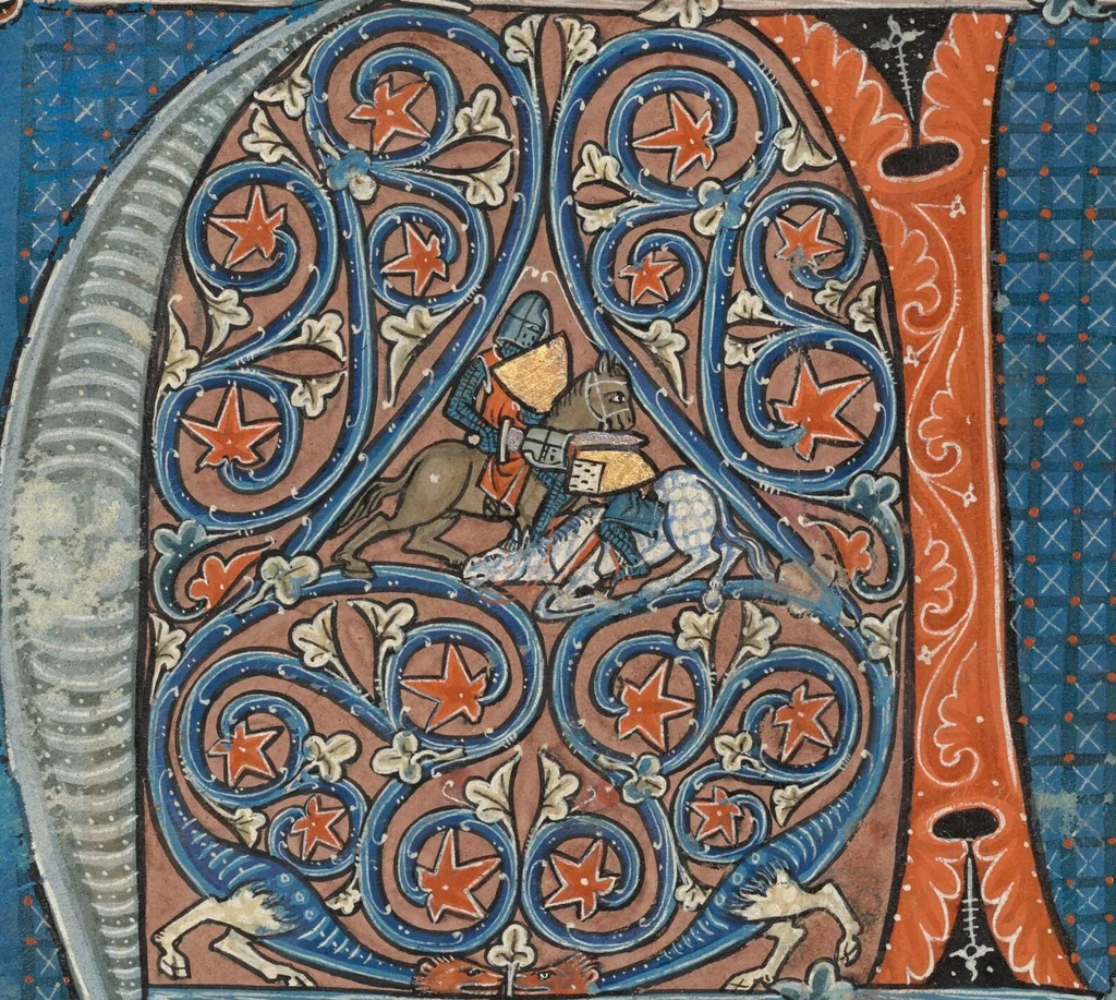 An illustration from Historiated Initial from an antiphonal, 1260, leaf 1