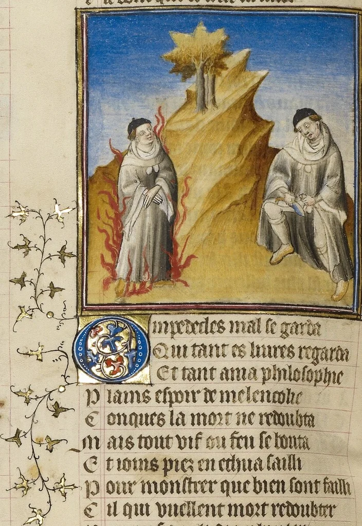 An illustration from Roman de la Rose, 1405, leaf 11