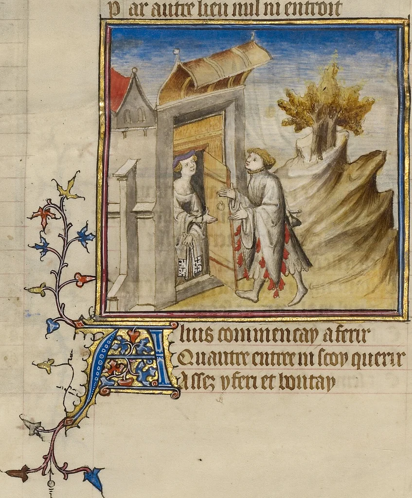 An illustration from Roman de la Rose, 1405, leaf 13