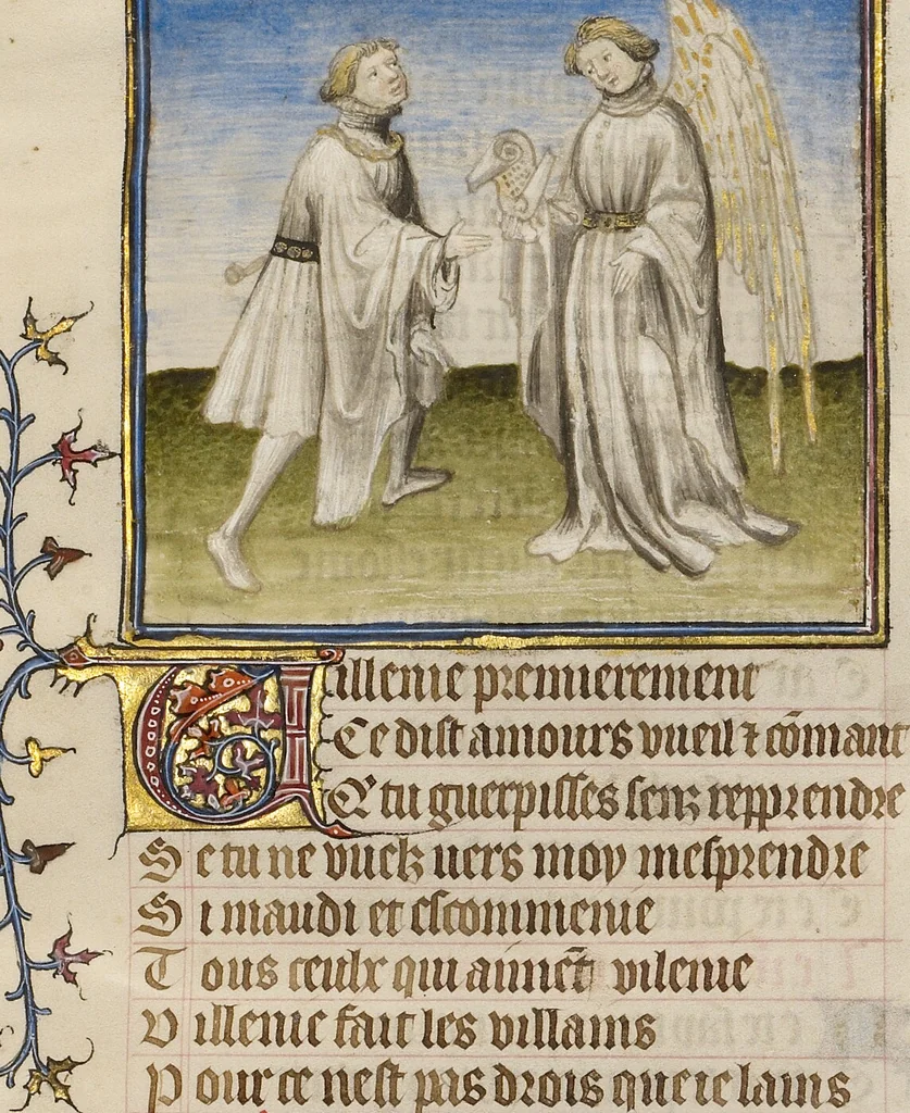 An illustration from Roman de la Rose, 1405, leaf 37