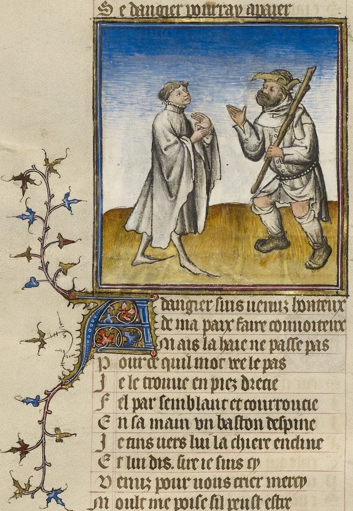 An illustration from Roman de la Rose, 1405, leaf 49