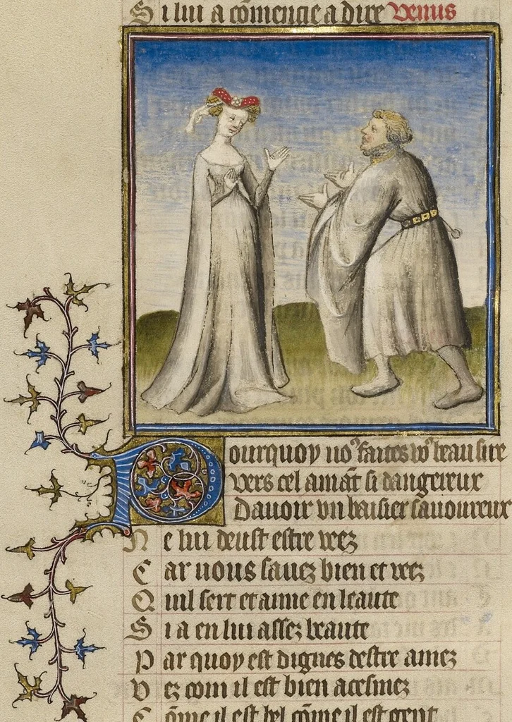 An illustration from Roman de la Rose, 1405, leaf 50