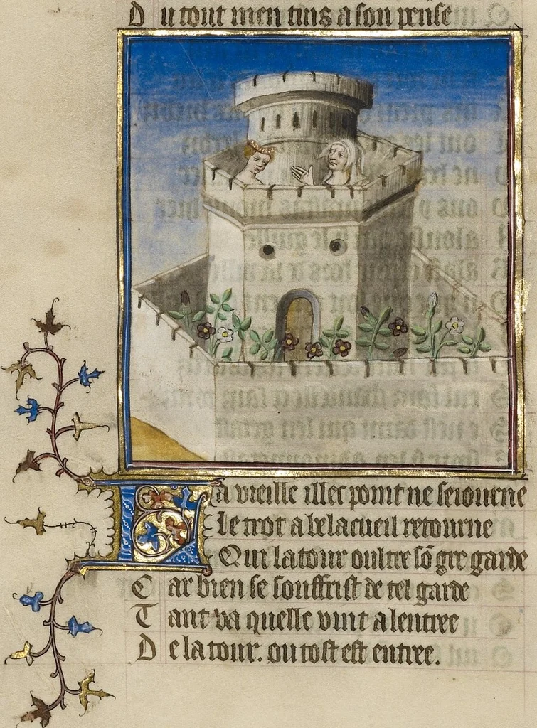 An illustration from Roman de la Rose, 1405, leaf 67