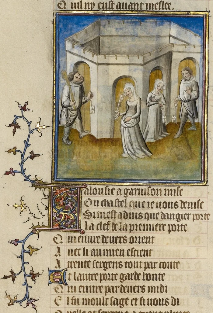 An illustration from Roman de la Rose, 1405, leaf 79