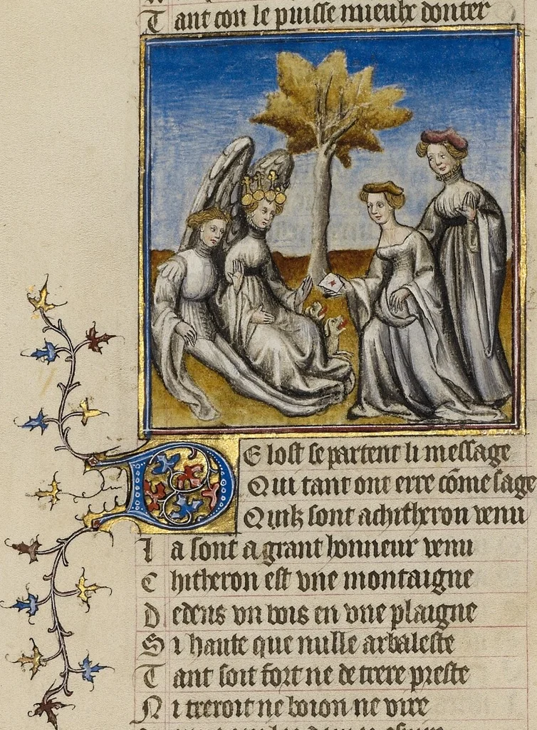 An illustration from Roman de la Rose, 1405, leaf 85