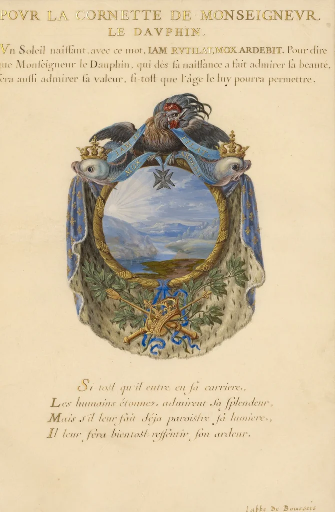 An illustration from Nine Emblems for Louis XIV, 1663, leaf 2