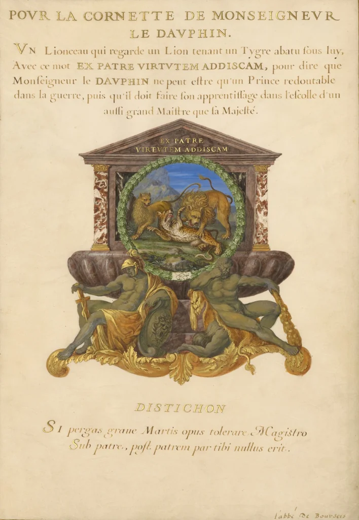 An illustration from Nine Emblems for Louis XIV, 1663, leaf 6