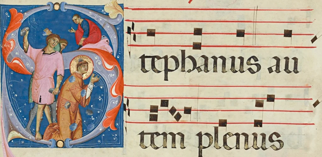 An illustration from Antiphonal, 1250, leaf 22