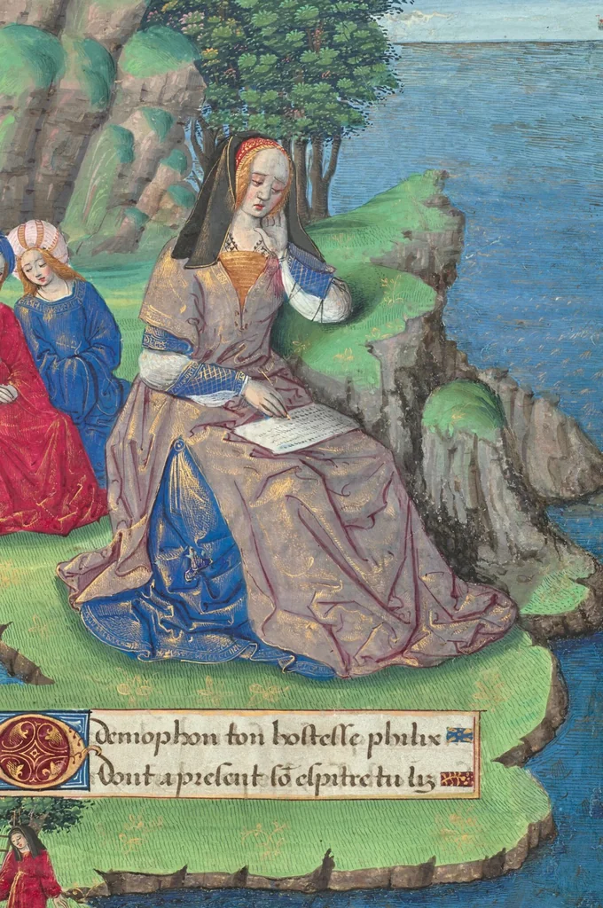An illustration from Ovid, Excerpts from Heroides; Octavien de Saint-Gelais, Letters, 1493, leaf 8