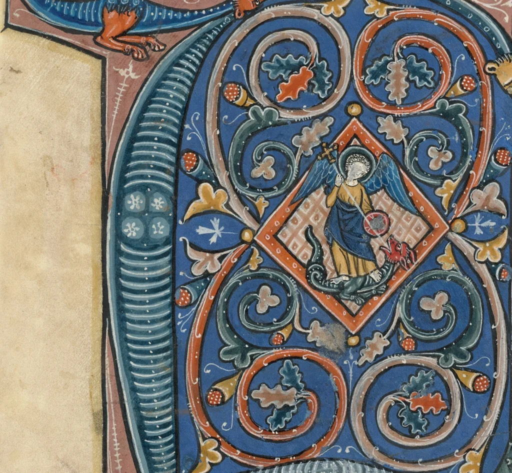 An illustration from Four cuttings from a Cistercian antiphonal (see Ms. 44), 1260, leaf 5
