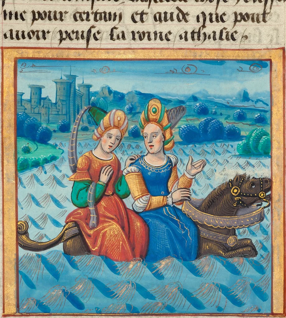 An illustration from Des cleres et nobles femmes; Le livre de la Cité des Dames, 1470, leaf 21