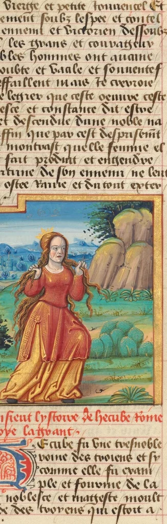 An illustration from Des cleres et nobles femmes; Le livre de la Cité des Dames, 1470, leaf 32