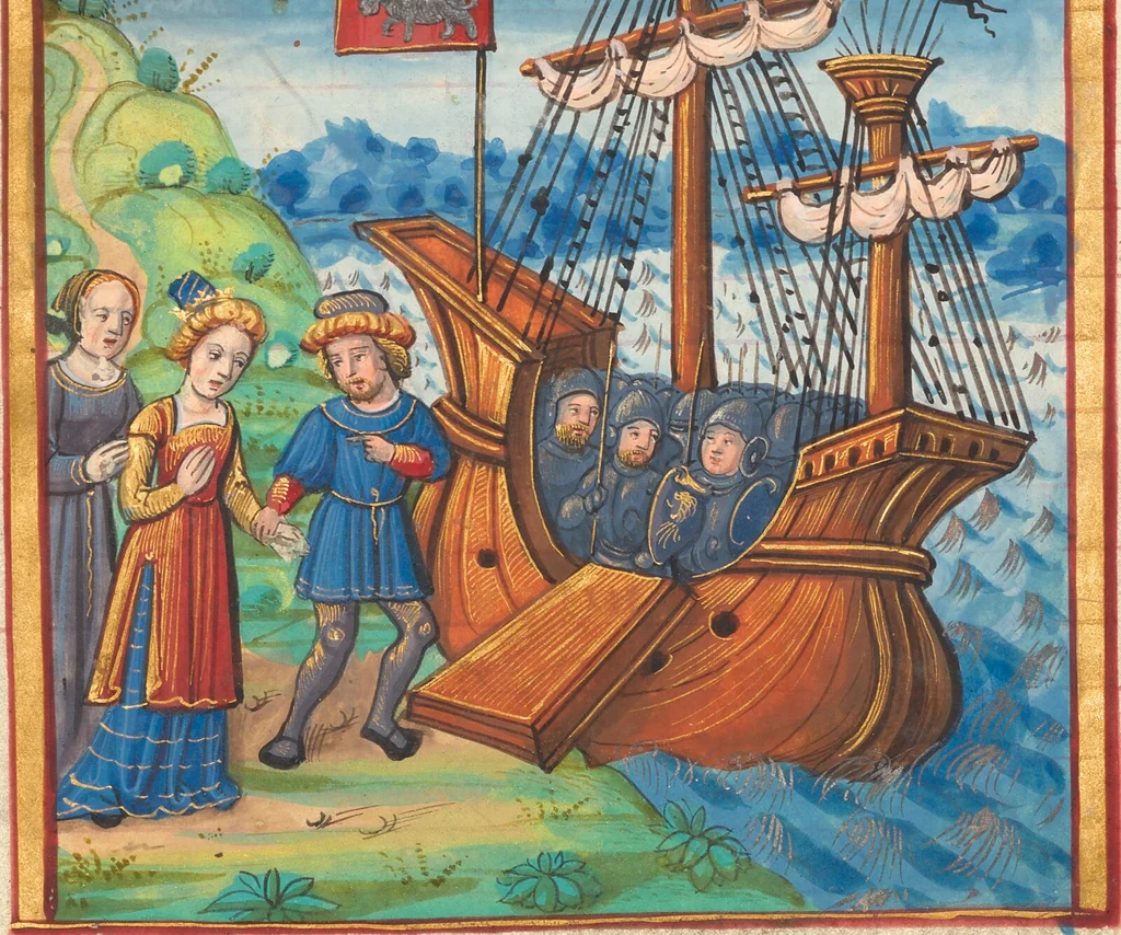 An illustration from Des cleres et nobles femmes; Le livre de la Cité des Dames, 1470, leaf 81