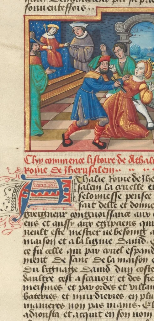 An illustration from Des cleres et nobles femmes; Le livre de la Cité des Dames, 1470, leaf 90