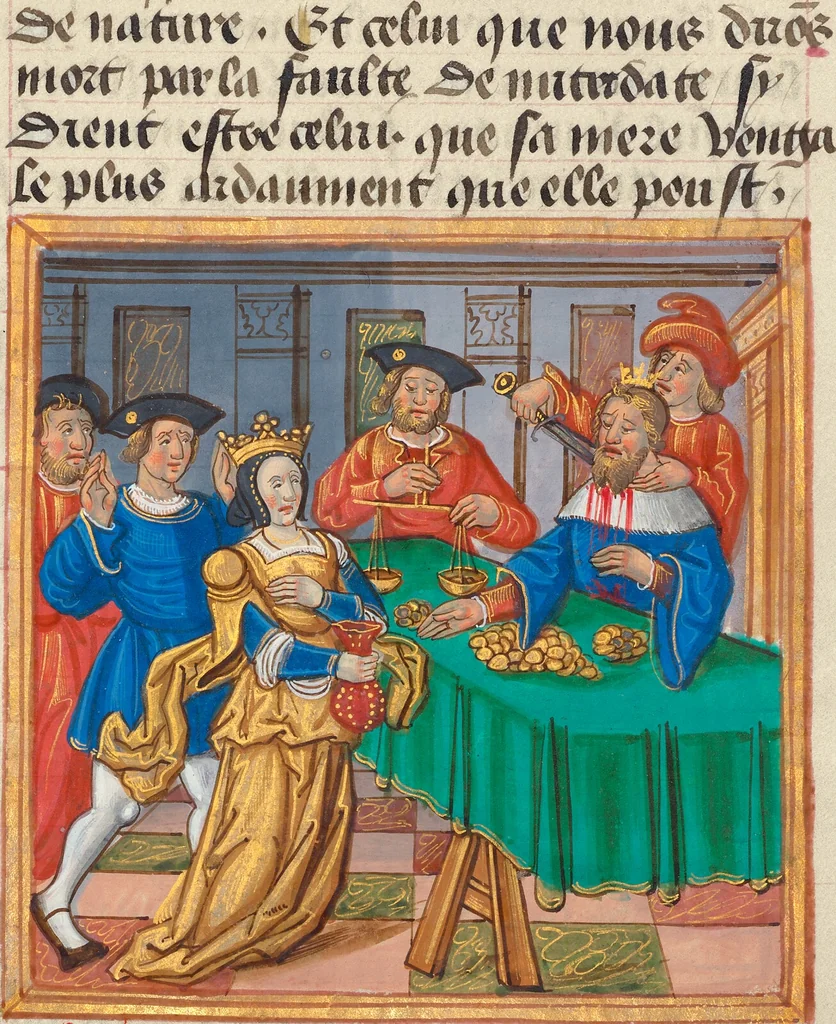 An illustration from Des cleres et nobles femmes; Le livre de la Cité des Dames, 1470, leaf 94