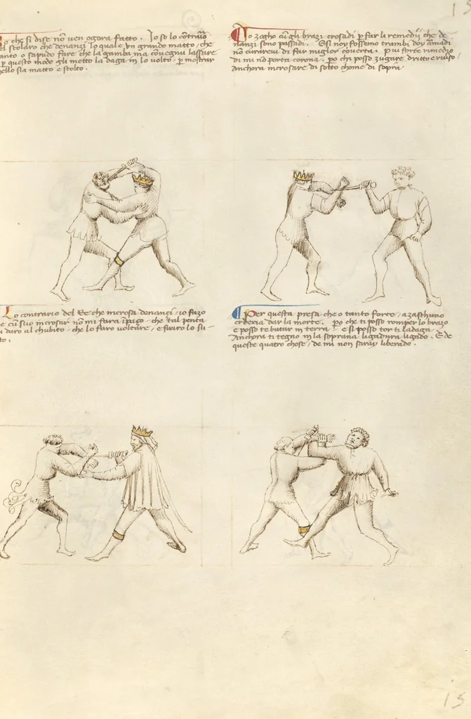 An illustration from Il Fior di Battaglia, 1410, leaf 17