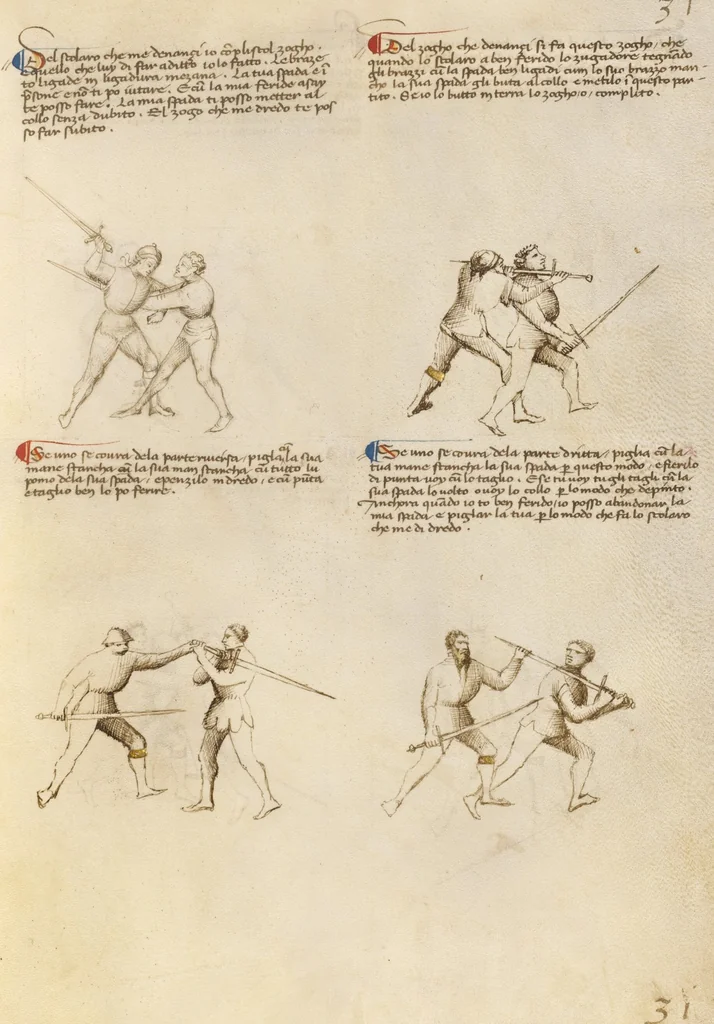 An illustration from Il Fior di Battaglia, 1410, leaf 61
