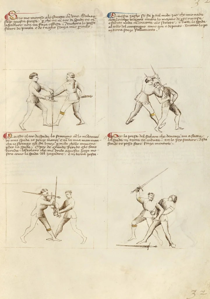 An illustration from Il Fior di Battaglia, 1410, leaf 63