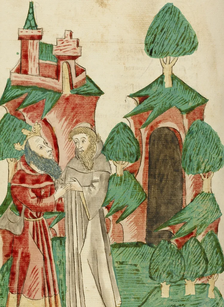 An illustration from Barlaam und Josaphat, 1469, leaf 104