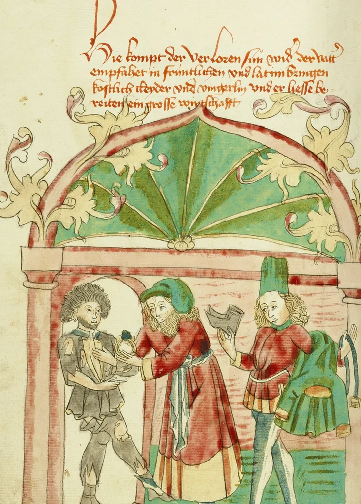 An illustration from Barlaam und Josaphat, 1469, leaf 128