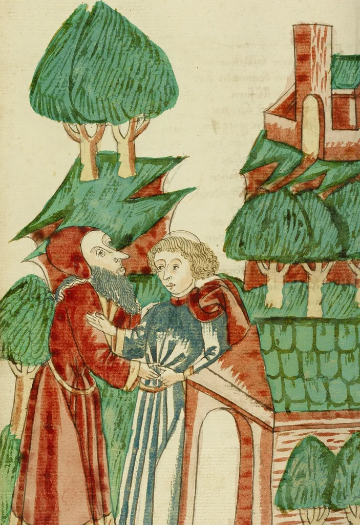 An illustration from Barlaam und Josaphat, 1469, leaf 98