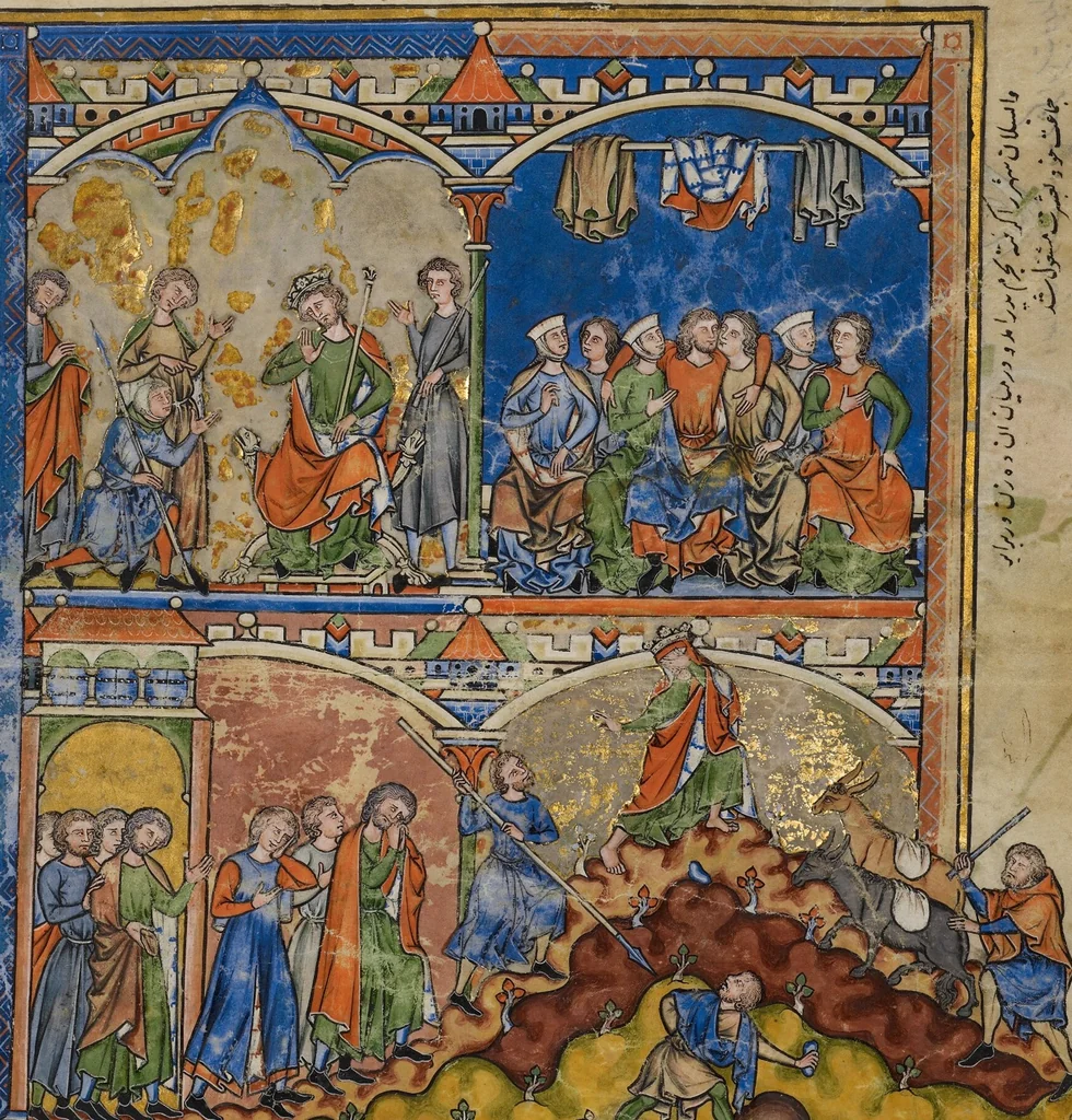 An illustration from Leaf from the Morgan Picture Bible, 1250, leaf 6