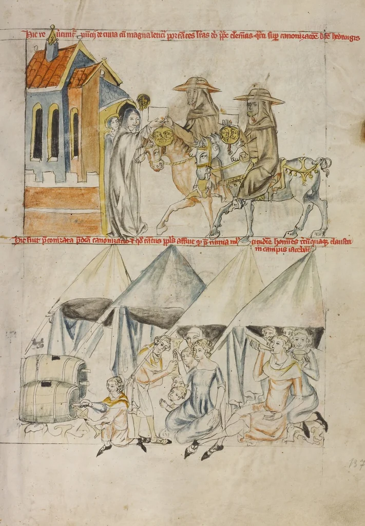 An illustration from Vita beatae Hedwigis, 1353, leaf 10