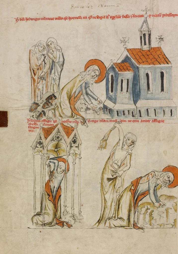 An illustration from Vita beatae Hedwigis, 1353, leaf 15
