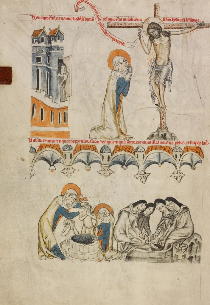 An illustration from Vita beatae Hedwigis, 1353, leaf 2