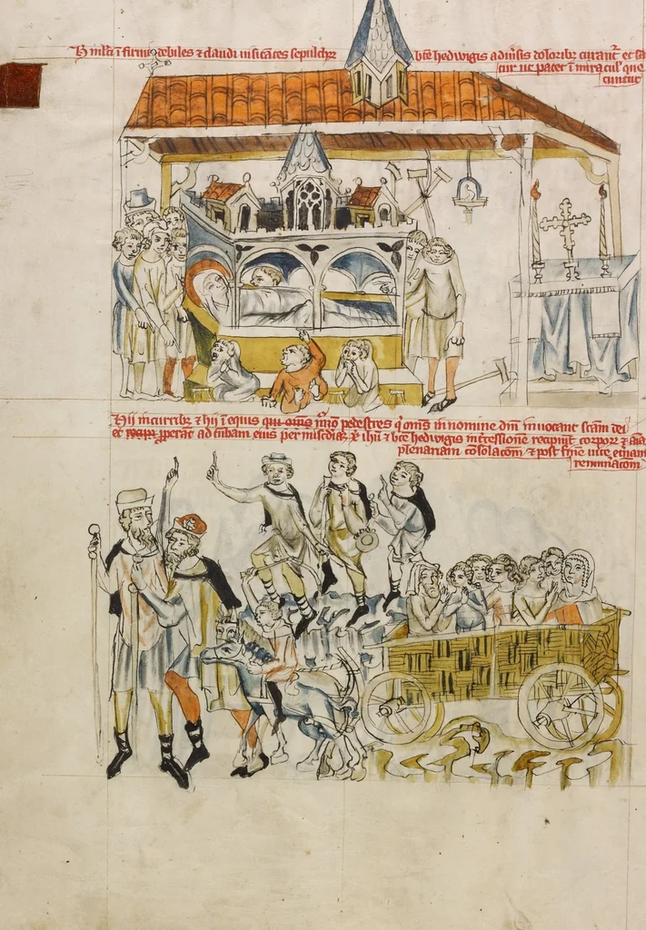 An illustration from Vita beatae Hedwigis, 1353, leaf 34
