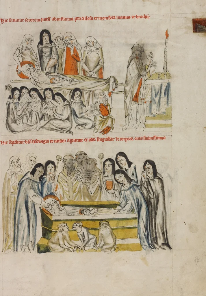 An illustration from Vita beatae Hedwigis, 1353, leaf 9