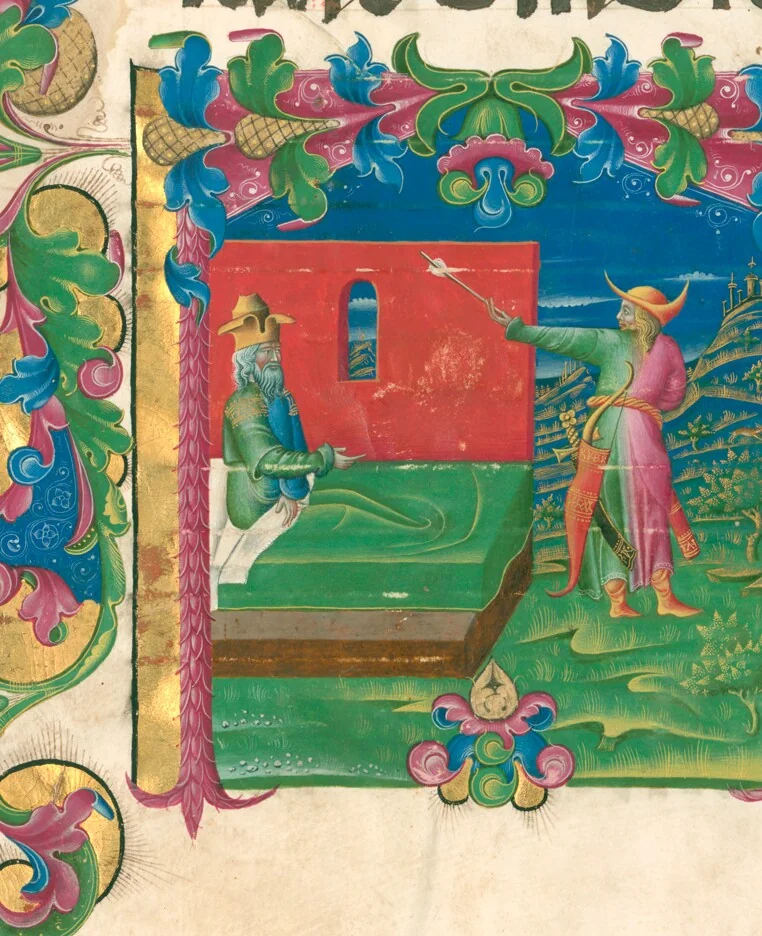 An illustration from Leaf from an antiphonal, 1455, leaf 2