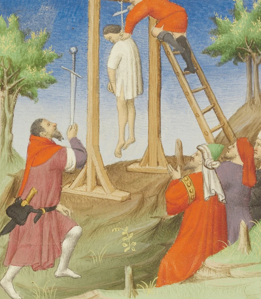 An illustration from Des cas des nobles hommes et femmes, 1413, leaf 16