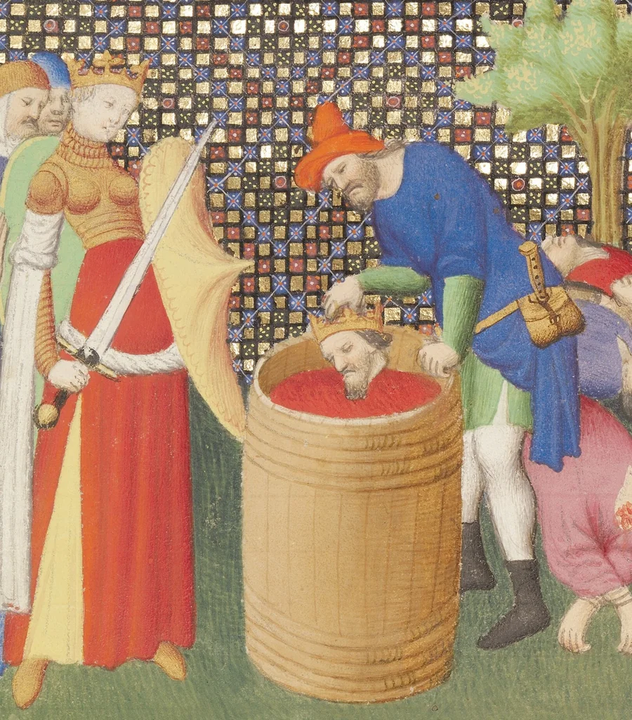 An illustration from Des cas des nobles hommes et femmes, 1413, leaf 21