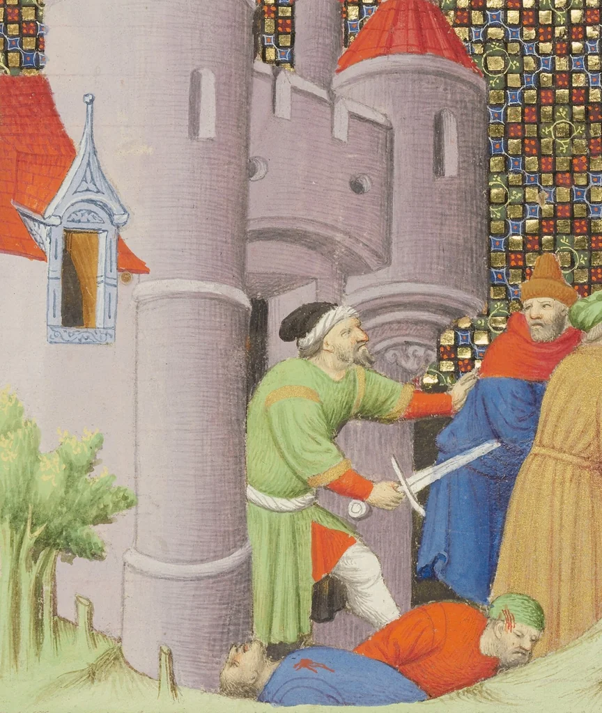 An illustration from Des cas des nobles hommes et femmes, 1413, leaf 33
