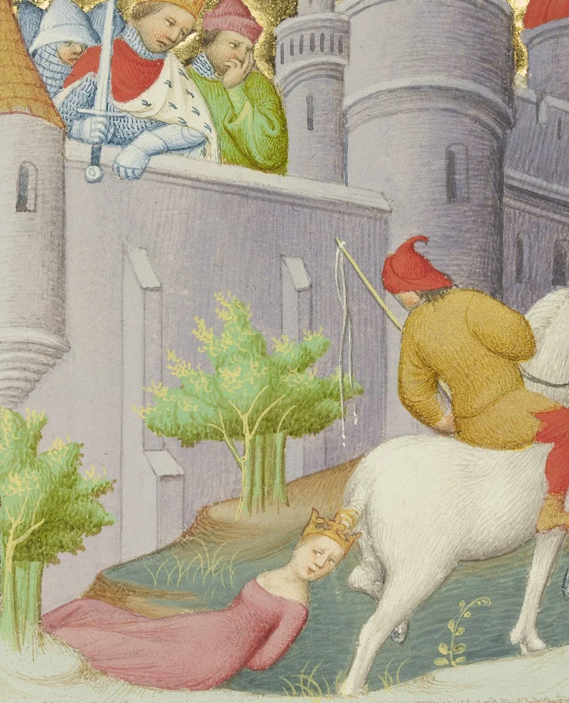 An illustration from Des cas des nobles hommes et femmes, 1413, leaf 52