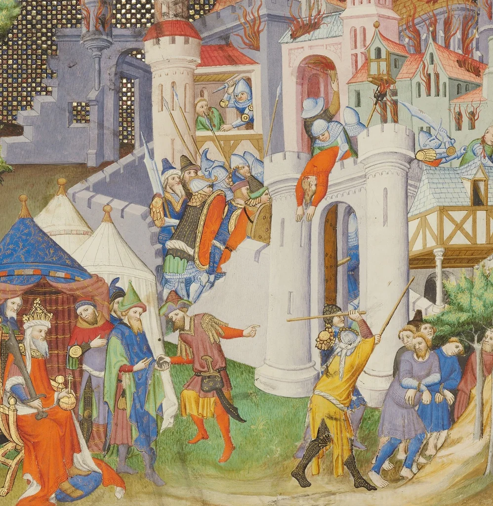 An illustration from Des cas des nobles hommes et femmes, 1413, leaf 56