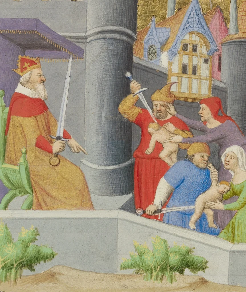 An illustration from Des cas des nobles hommes et femmes, 1413, leaf 66