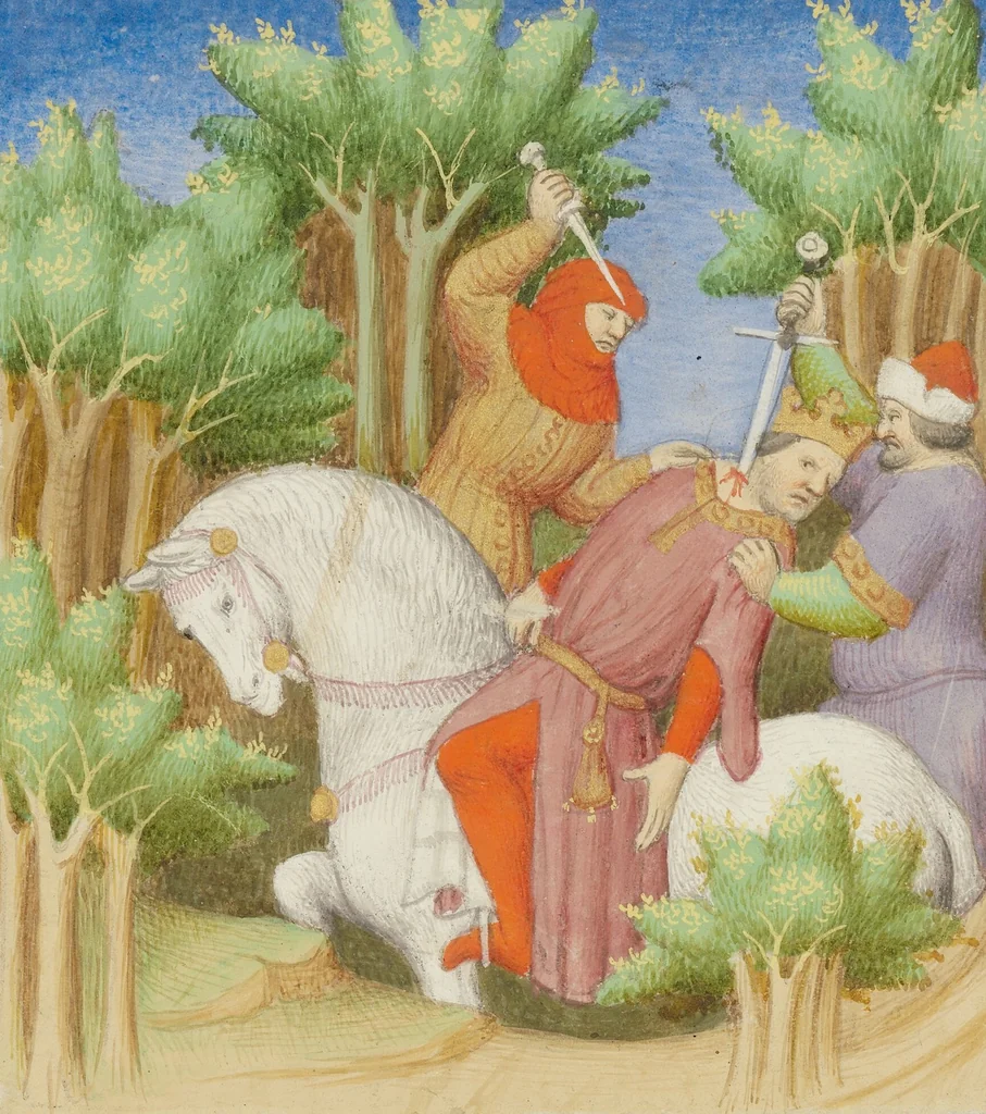 An illustration from Des cas des nobles hommes et femmes, 1413, leaf 71