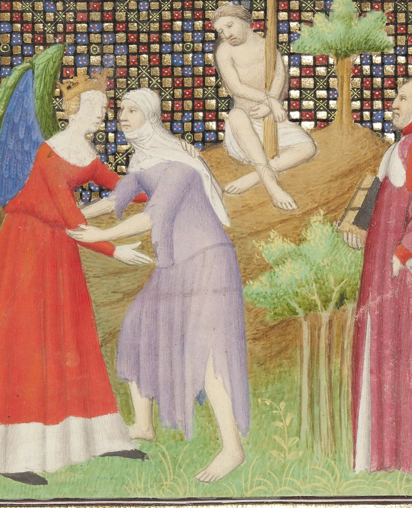 An illustration from Des cas des nobles hommes et femmes, 1413, leaf 88