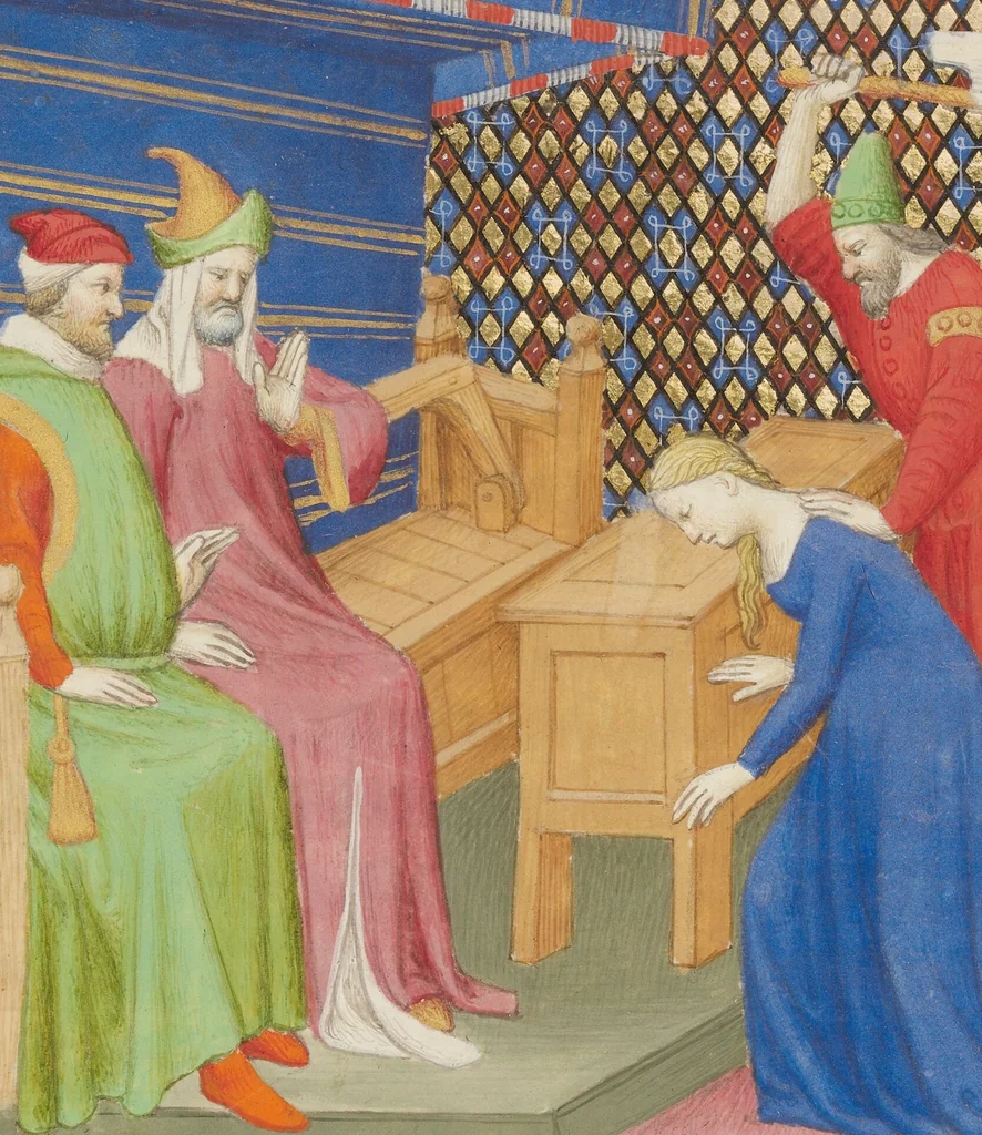 An illustration from Des cas des nobles hommes et femmes, 1413, leaf 98