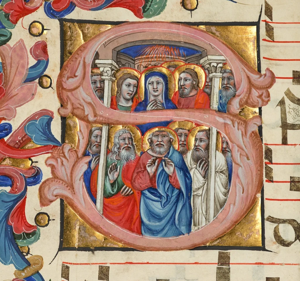 An illustration from Cutting from a choir book, 1392, leaf 1