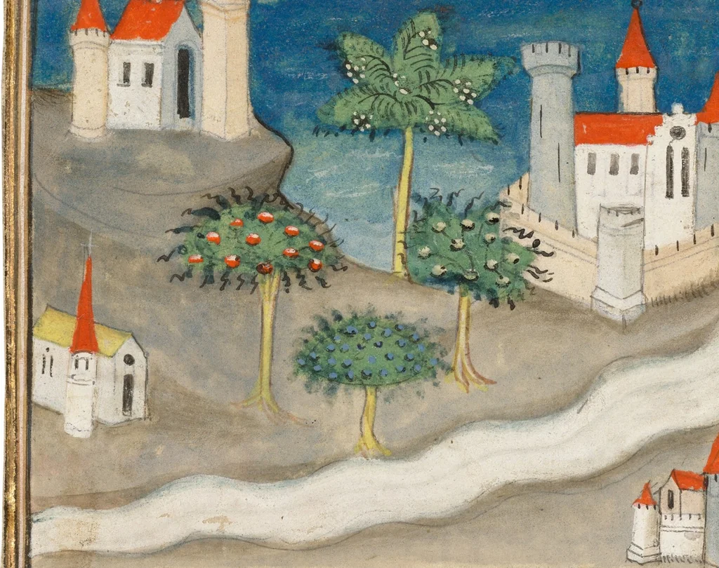 An illustration from Six Cuttings from Bartholomaeus Anglicus, Livre des propriétés des choses, 1400, leaf 1