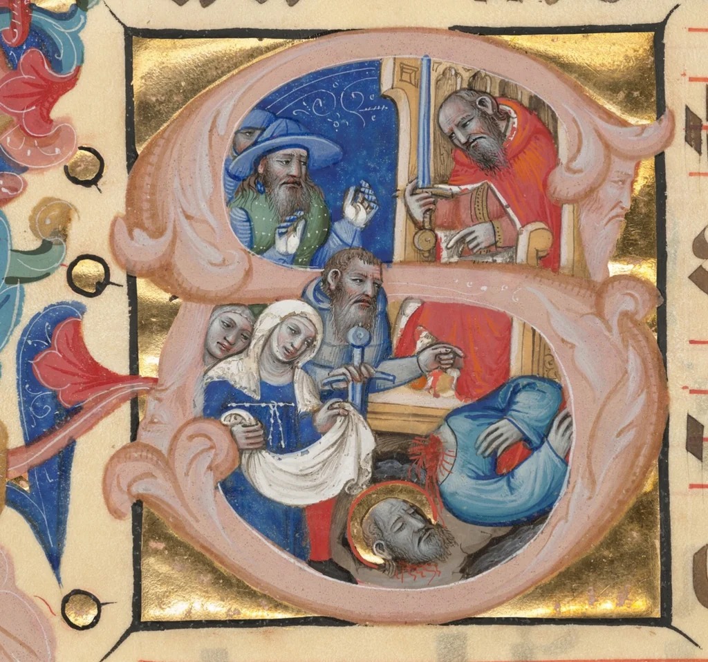 An illustration from Six detached leaves from the Gradual of the Carthusian Monastery Santo Spirito near Lucca, leaf 6