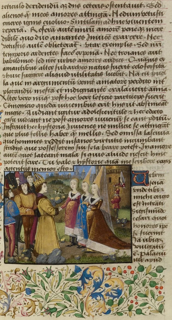 An illustration from Letter to Johann von Eich and Historia de duobus amantibus, 1460, leaf 15