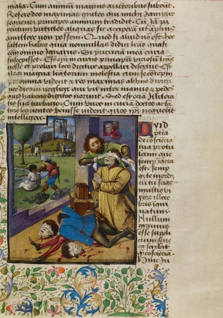 An illustration from Letter to Johann von Eich and Historia de duobus amantibus, 1460, leaf 2