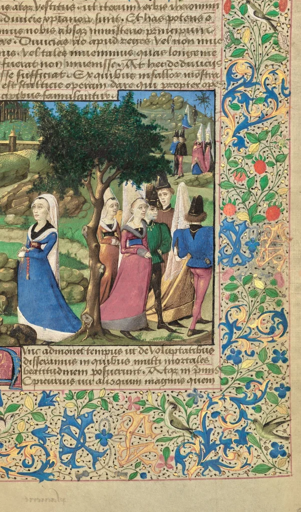 An illustration from Letter to Johann von Eich and Historia de duobus amantibus, 1460, leaf 20