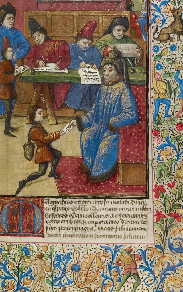 An illustration from Letter to Johann von Eich and Historia de duobus amantibus, 1460, leaf 3